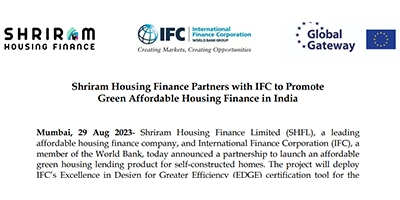 Shriram Housing Finance Partners with IFC to Promote