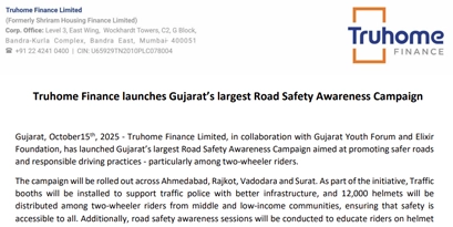 Truhome Finance launches Gujarat’s largest Road Safety Awareness Campaign